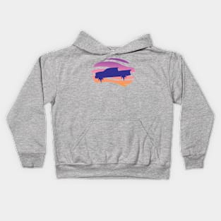 Retro wave flying pickup truck Kids Hoodie